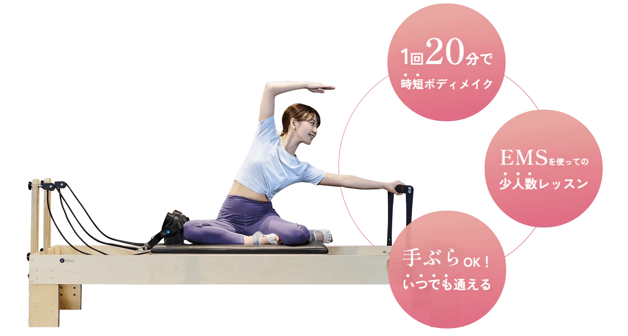 1回20分で時短ボディメイク、EMSを使っての少人数レッスン、手ぶらでOK!いつでも通える
